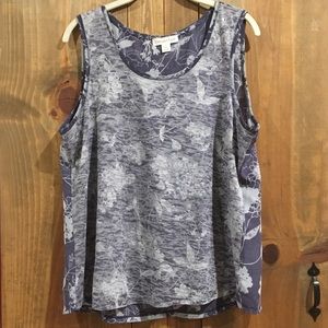 Dusty blue floral tank top